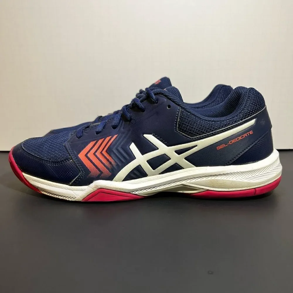 Womens ASICS Gel Dedicate 5 Navy Blue Running Shoes / Size 10